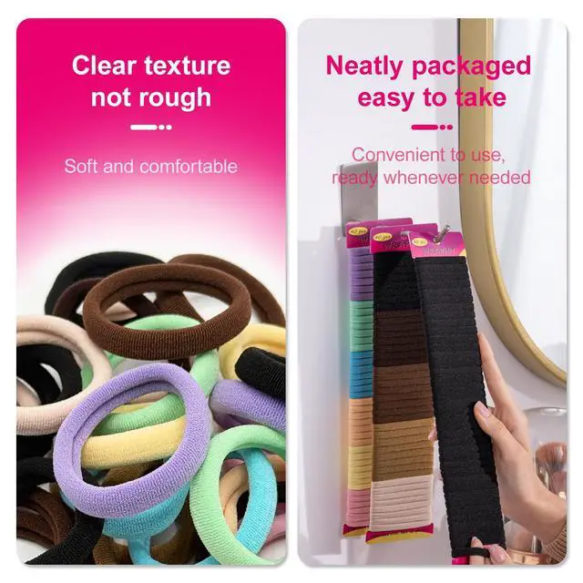 Alt view image 7 of 7 - 120pc Hair Ties No Damage Snag Free for Thick Hair | soft,ouchless,seamless,thick,strong hold,no-slip grip,elastics ponytail holders for women(Classic 5 Colors)