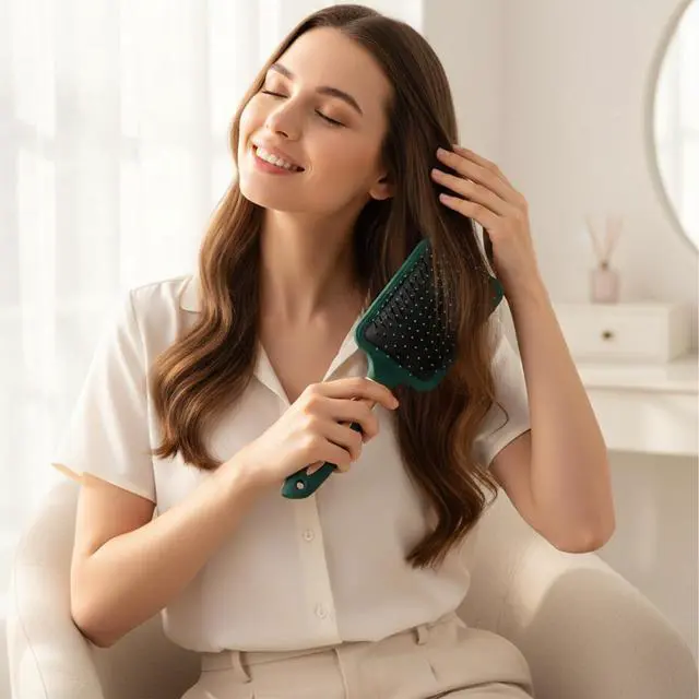 Alt view image 2 of 7 - Paddle Hair Brush Air Cushion Hairrush Basic Paddle Brush | Anti-Static Massage Hair Brushes,Cushion Base Detangling & Volumizing, Nylon Bristle Hairbrush for Men and Women