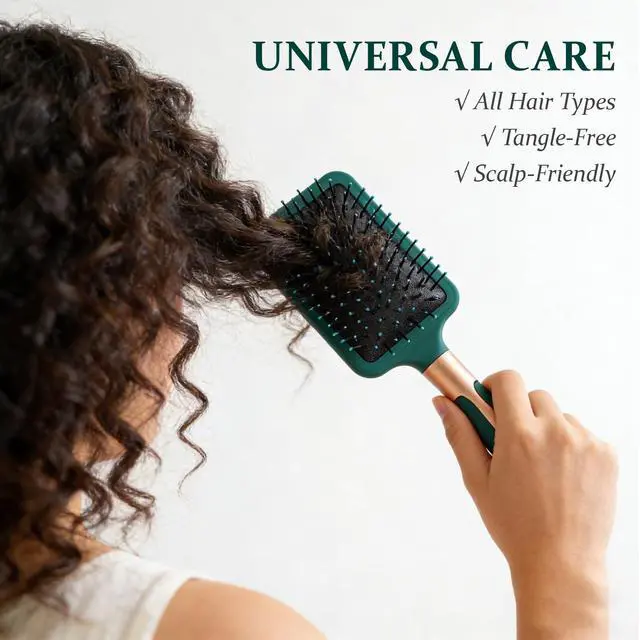 Alt view image 3 of 7 - Paddle Hair Brush Air Cushion Hairrush Basic Paddle Brush | Anti-Static Massage Hair Brushes,Cushion Base Detangling & Volumizing, Nylon Bristle Hairbrush for Men and Women