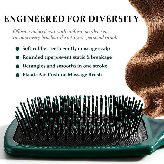 Alt view image 4 of 7 - Paddle Hair Brush Air Cushion Hairrush Basic Paddle Brush | Anti-Static Massage Hair Brushes,Cushion Base Detangling & Volumizing, Nylon Bristle Hairbrush for Men and Women