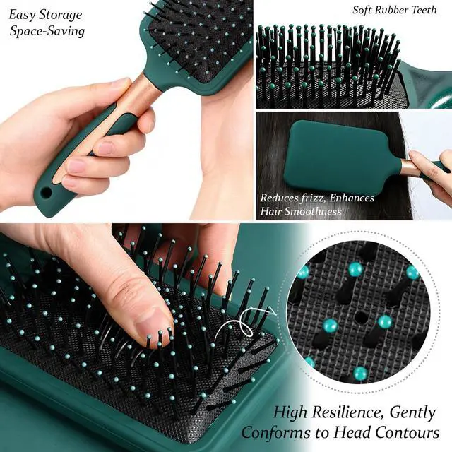 Alt view image 5 of 7 - Paddle Hair Brush Air Cushion Hairrush Basic Paddle Brush | Anti-Static Massage Hair Brushes,Cushion Base Detangling & Volumizing, Nylon Bristle Hairbrush for Men and Women