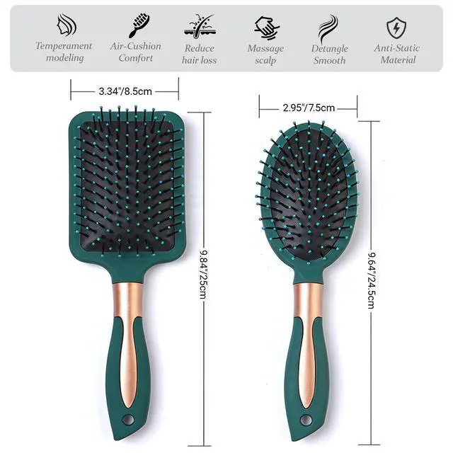 Alt view image 6 of 7 - Paddle Hair Brush Air Cushion Hairrush Basic Paddle Brush | Anti-Static Massage Hair Brushes,Cushion Base Detangling & Volumizing, Nylon Bristle Hairbrush for Men and Women