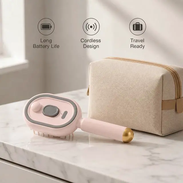 Alt view image 3 of 6 - electric spray air cushion massage comb for Women hair brush with water spray Liquid Water Mister Spray Bottle Hair Brush Scalp Oil Applicator Steam Wet Curly Wavy Hairbrush
