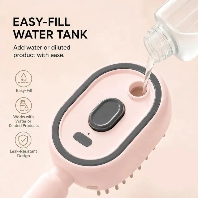 Alt view image 2 of 6 - electric spray air cushion massage comb for Women hair brush with water spray Liquid Water Mister Spray Bottle Hair Brush Scalp Oil Applicator Steam Wet Curly Wavy Hairbrush