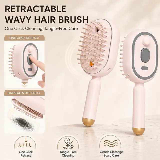 Alt view image 4 of 6 - electric spray air cushion massage comb for Women hair brush with water spray Liquid Water Mister Spray Bottle Hair Brush Scalp Oil Applicator Steam Wet Curly Wavy Hairbrush