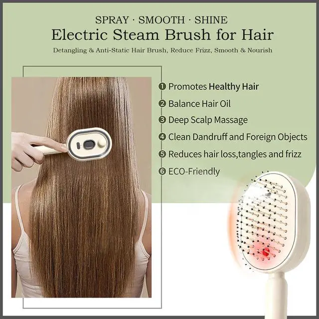 Alt view image 3 of 7 - 2026 New Electric Spray Air Cushion Massage Comb, Electric Steam Brush For Hair, Rechargeable, Detangling & Anti-Static Hair Brush, Reduce Frizz, Smooth & Nourish (Purple)
