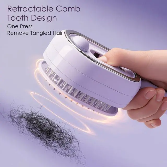 Alt view image 5 of 7 - 2026 New Electric Spray Air Cushion Massage Comb, Electric Steam Brush For Hair, Rechargeable, Detangling & Anti-Static Hair Brush, Reduce Frizz, Smooth & Nourish (Purple)