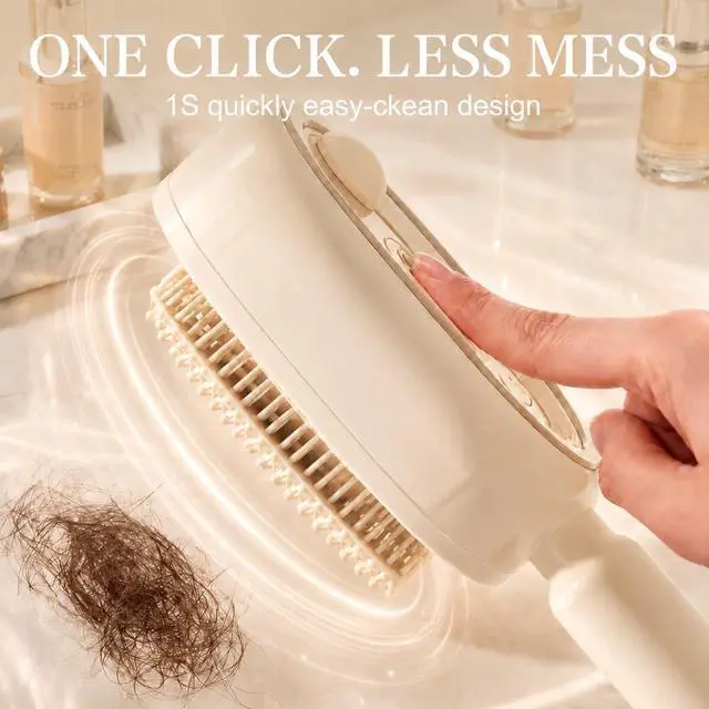 Alt view image 7 of 7 - Electric Spray Air Cushion Massage Comb, 5-in-1 Rechargeable Mist Hair Brush with 10ml Refillable Reservoir, One-Press Self-Cleaning Detangling Brush for Dry, Frizzy, Curly & Thick Hair (Beige)