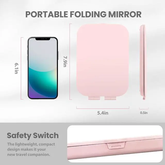 Alt view image 4 of 7 - Travel Mirror with Light with Battery-Powered | Rechargeable Portable Makeup Mirror, 3 Colors LED Lighting, Dimmable Touch Screen