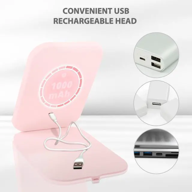 Alt view image 5 of 7 - Travel Mirror with Light with Battery-Powered | Rechargeable Portable Makeup Mirror, 3 Colors LED Lighting, Dimmable Touch Screen