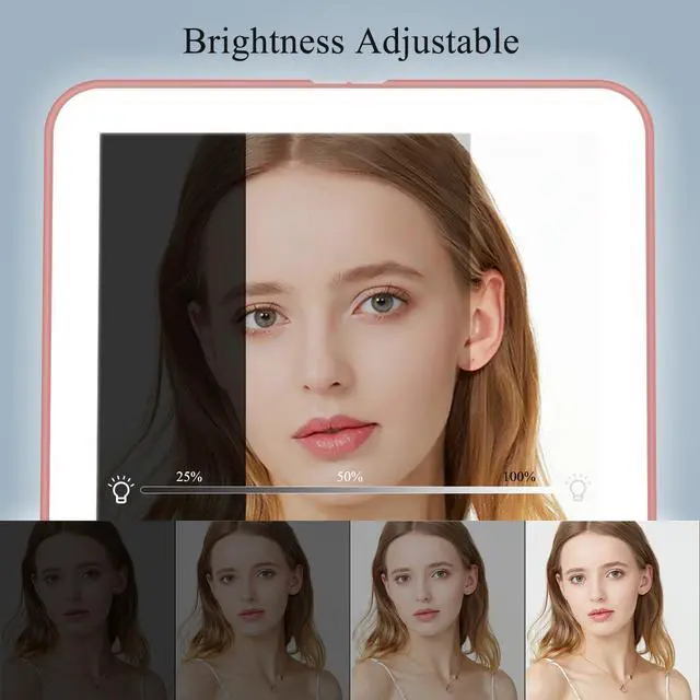 Alt view image 4 of 7 - Rechargeable Travel Makeup Mirror with 72 Led Lights | Portable Lighted Beauty Mirror, 3 Color Lighting, Dimmable Touch Screen, Tabletop LED Folding Cosmetic Vanity Mirror
