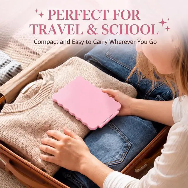 Alt view image 6 of 7 - Travel Makeup Mirror with Lights 500mah Battery 8.3''x5.3'' Gift | Rechargeable Mirror Folding Compact Mirrors College Dorm Portable Vanity 3-color Dimmable Touch Screen for Back to College