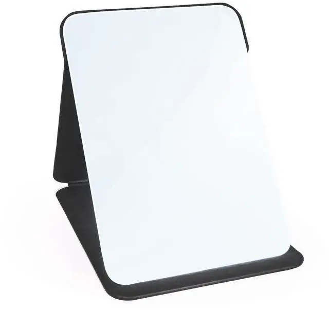 Main image of Makeup Mirror, 6x8 Inches Portable PU Leather Mirror, Folding Desktop Vanity Mirror with Adjustable Stand for Vanity Table, Office, Travel (M, Black)