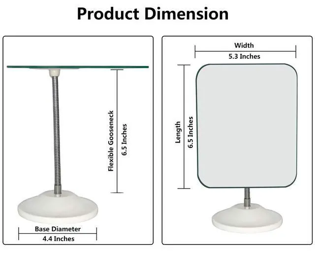 Alt view image 2 of 7 - Adjustable Flexible Gooseneck Makeup Mirror,360°Rotation Folding Portable Desk Vanity Mirror with Stand Shower Shaving Cosmetic Mirror Square