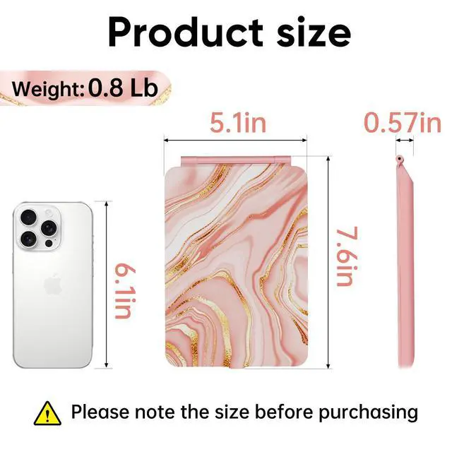 Alt view image 4 of 7 - 2000mAh Rechargeable Travel Makeup Mirror with Light | Portable Makeup Mirror With 3-Color Lighting, Dimmable Touch Screen, Tabletop LED Folding Cosmetic Compact Vanity Mirror