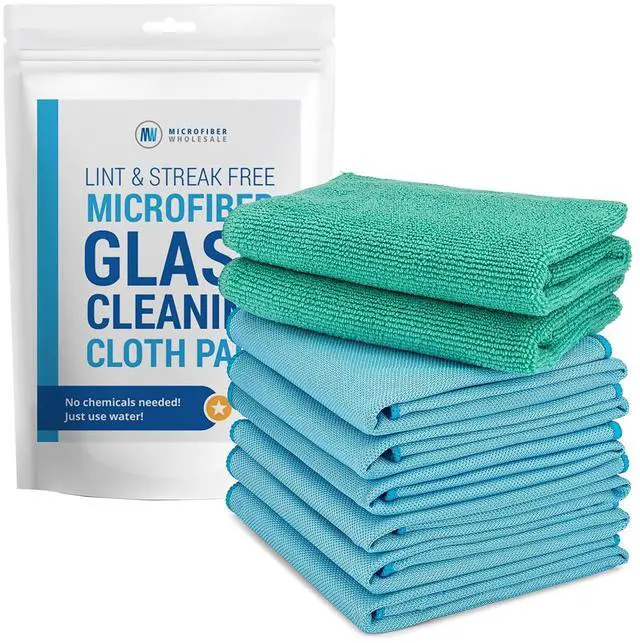 Main image of Claro 2 Step Glass Cleaning Cloth 8-Pack Green Wet & Blue Dry Microfiber Towels Cleaning for Windows, Mirrors & Glass - Streak and Lint Free Cloth for Home, TV, Shower - Machine Washable