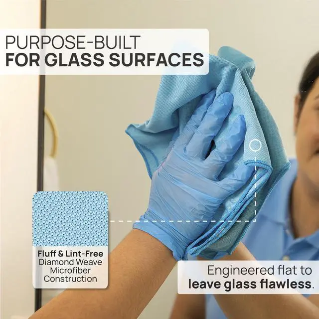 Alt view image 3 of 7 - Claro 2 Step Glass Cleaning Cloth 8-Pack Green Wet & Blue Dry Microfiber Towels Cleaning for Windows, Mirrors & Glass - Streak and Lint Free Cloth for Home, TV, Shower - Machine Washable