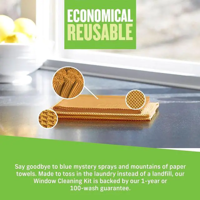 Alt view image 5 of 6 - Window and Glass Cleaner Kit, Just Add Water - 1 Kit | Chemical-Free Cleaning - Reusable & Machine Washable Towel, Versatile Use for Mirrors, Cars, & Lenses, Tangerine Orange