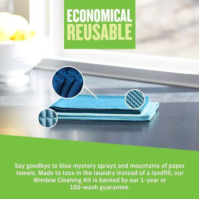 Alt view image 6 of 7 - Window and Glass Cleaner Kit, Just Add Water - 1 Kit | Chemical-Free Cleaning - Reusable & Machine Washable Towel, Versatile Use for Mirrors, Cars, & Lenses, Alaskan Blue