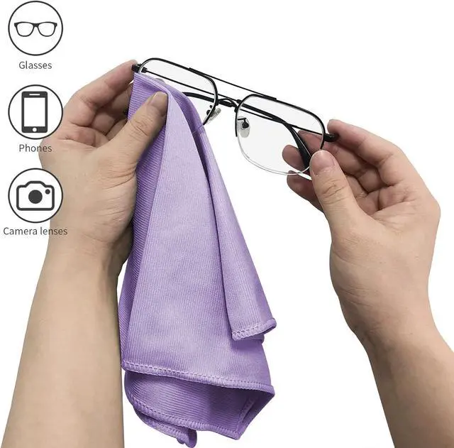 Alt view image 5 of 6 - 6 Pack Microfiber Glass Cleaning Cloth, 16 Inch x 16 Inch, Lint Free Quickly Clean Window, Glasses, Windshields, Mirrors, and Stainless Steel, Purple