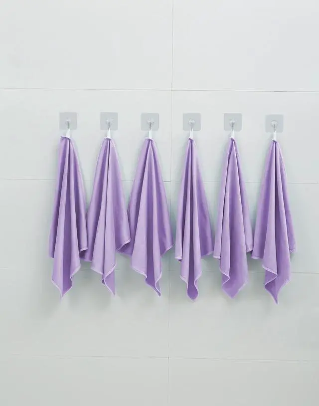 Alt view image 6 of 6 - 6 Pack Microfiber Glass Cleaning Cloth, 16 Inch x 16 Inch, Lint Free Quickly Clean Window, Glasses, Windshields, Mirrors, and Stainless Steel, Purple