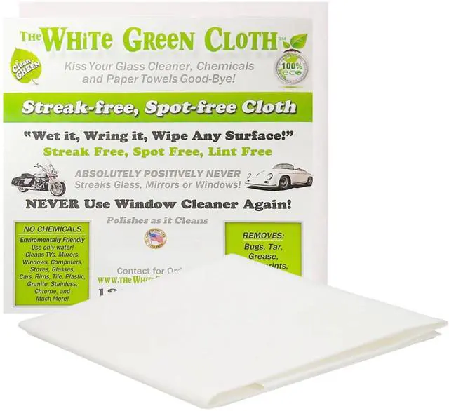 Main image of 1-Pack Reusable Cleaning Cloth for Streak-Free Windows, Mirrors & All-Purpose Cleaning Chemical-Free, Absorbent, Non-Abrasive, 16" x 16" White Cleaning Rag, Made in the USA
