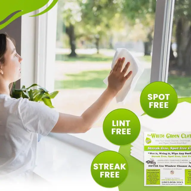 Alt view image 2 of 5 - 1-Pack Reusable Cleaning Cloth for Streak-Free Windows, Mirrors & All-Purpose Cleaning Chemical-Free, Absorbent, Non-Abrasive, 16" x 16" White Cleaning Rag, Made in the USA