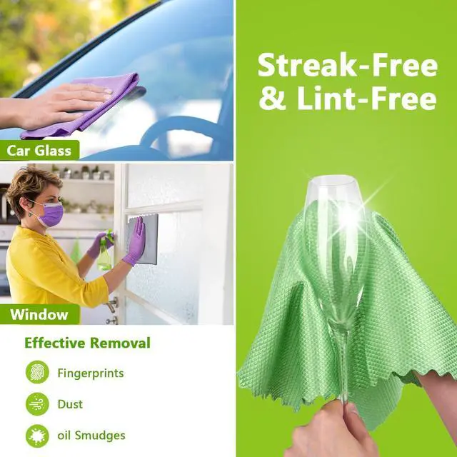 Alt view image 3 of 7 - Glass Cleaning Cloths 6 PK, Lint Free Towel for Windows, Mirrors | 16"X14" Microfiber Cloths With Magic Cleaning Power for Mirrors, Screens, Glasses, Stainless Steel