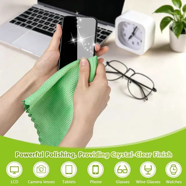 Alt view image 4 of 7 - Glass Cleaning Cloths 6 PK, Lint Free Towel for Windows, Mirrors | 16"X14" Microfiber Cloths With Magic Cleaning Power for Mirrors, Screens, Glasses, Stainless Steel