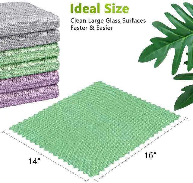 Alt view image 7 of 7 - Glass Cleaning Cloths 6 PK, Lint Free Towel for Windows, Mirrors | 16"X14" Microfiber Cloths With Magic Cleaning Power for Mirrors, Screens, Glasses, Stainless Steel