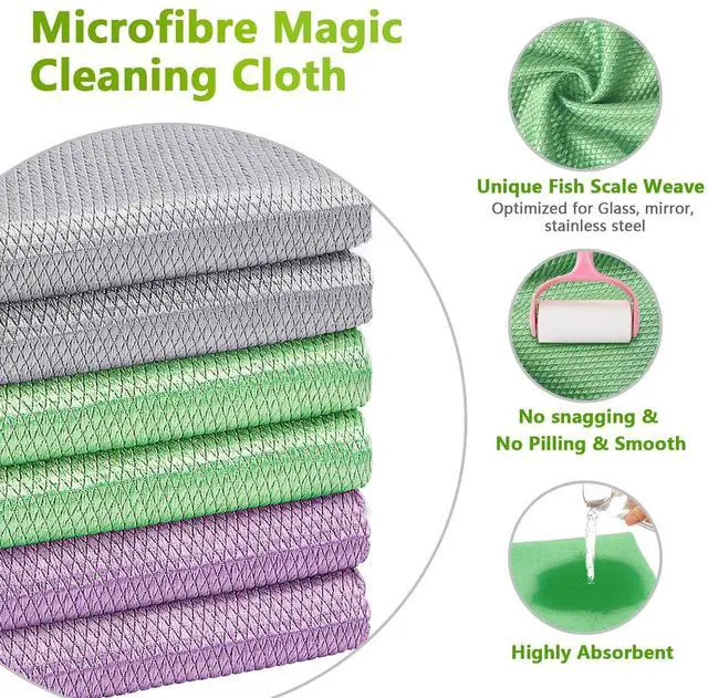 Alt view image 5 of 7 - Glass Cleaning Cloths 6 PK, Lint Free Towel for Windows, Mirrors | 16"X14" Microfiber Cloths With Magic Cleaning Power for Mirrors, Screens, Glasses, Stainless Steel