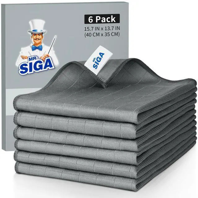 Main image of Ultra Fine Microfiber Glass Cleaning Cloths, Pack of 6 | Lint free window cleaning cloths, ultra fine microfiber polishing cloths, 34 x 39 cm(13.3 x 15.3 inch)