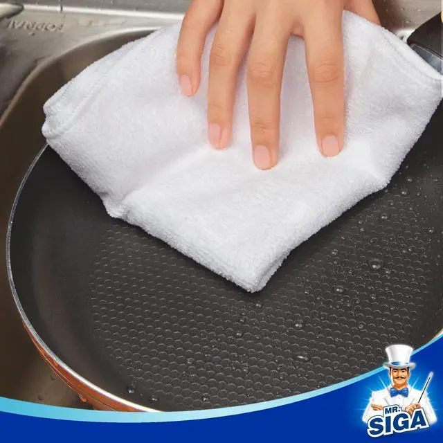Alt view image 5 of 7 - Microfiber Cleaning Cloths, Streak Free Microfiber Towels, 12 Pack | All-purpose microfiber cloths, ultra absorbent, reusable household cleaning towels, White 32 x 32 cm(12.6 x 12.6 inch)