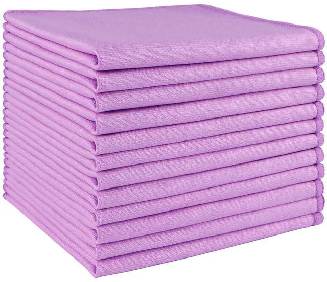 Main image of Glass Cleaning Cloths 12PK, Streak Free Towel for Windows, 12x12in | Lint Free&Reusable Microfiber Cleaning Cloth for Mirrors, Screens, Glasses, Stainless Steel, Purple