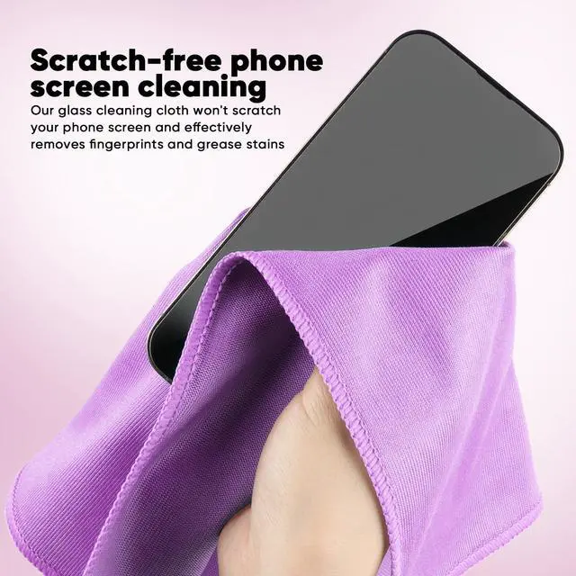 Alt view image 5 of 7 - Glass Cleaning Cloths 12PK, Streak Free Towel for Windows, 12x12in | Lint Free&Reusable Microfiber Cleaning Cloth for Mirrors, Screens, Glasses, Stainless Steel, Purple