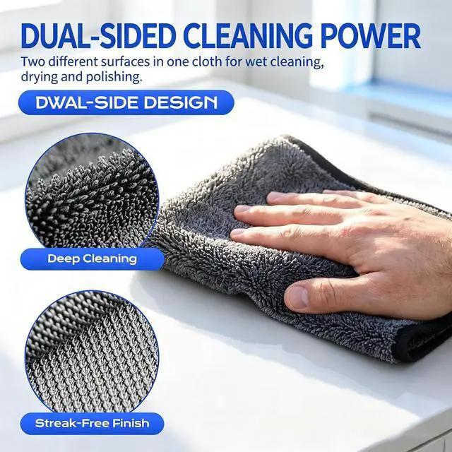Alt view image 4 of 6 - 5PC Genie Magic Cleaning Cloth, Reusable, Thickened, for Kitchen, Glass, and Car Windows, Lint-Free Wipes