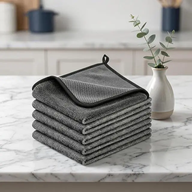 Alt view image 6 of 6 - 5PC Genie Magic Cleaning Cloth, Reusable, Thickened, for Kitchen, Glass, and Car Windows, Lint-Free Wipes