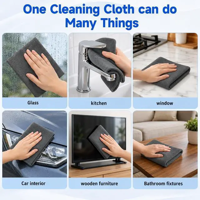 Alt view image 3 of 7 - 5PCS Magic Cleaning Cloth, Thick Microfiber, StreakFree for Windows & Glass, Lint Free Reusable Glass Cleaning Rags, Streak Free Magic Cloth for Car Windshields, Mirrors, Stainless Steel (20x30cm)