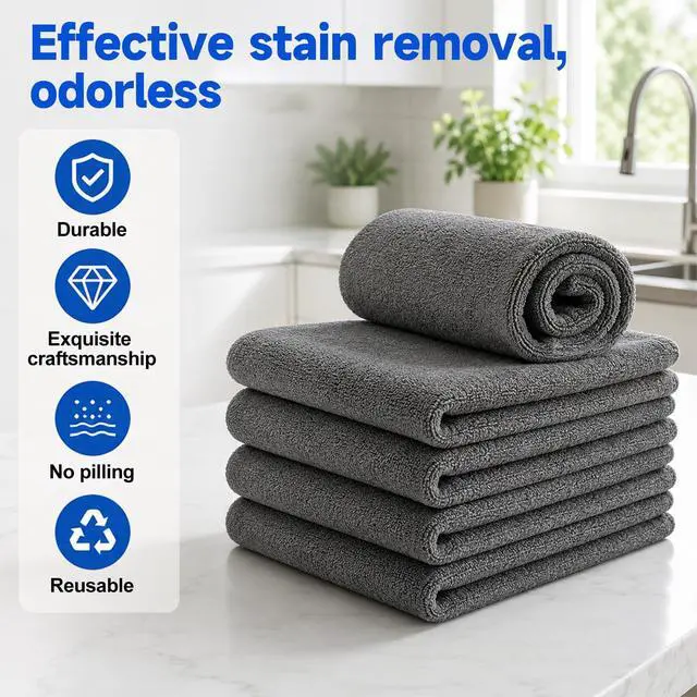 Alt view image 2 of 7 - 5PCS Magic Cleaning Cloth, Thick Microfiber, StreakFree for Windows & Glass, Lint Free Reusable Glass Cleaning Rags, Streak Free Magic Cloth for Car Windshields, Mirrors, Stainless Steel (20x30cm)