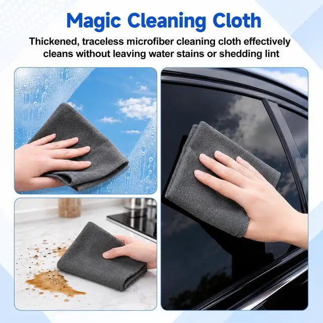 Alt view image 4 of 7 - 5PCS Magic Cleaning Cloth, Thick Microfiber, StreakFree for Windows & Glass, Lint Free Reusable Glass Cleaning Rags, Streak Free Magic Cloth for Car Windshields, Mirrors, Stainless Steel (20x30cm)