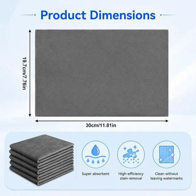 Alt view image 7 of 7 - 5PCS Magic Cleaning Cloth, Thick Microfiber, StreakFree for Windows & Glass, Lint Free Reusable Glass Cleaning Rags, Streak Free Magic Cloth for Car Windshields, Mirrors, Stainless Steel (20x30cm)