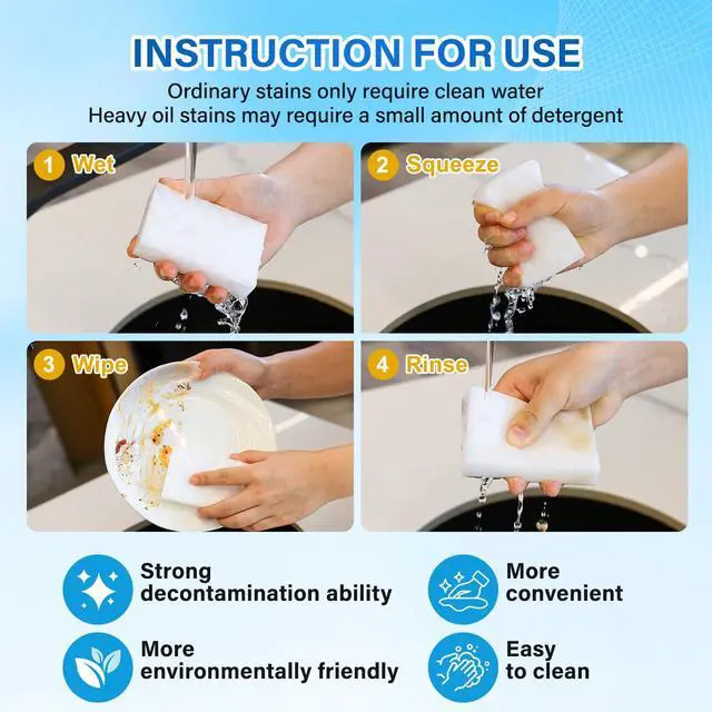 Alt view image 4 of 7 - 30 Pack 2X Magic Sponges Cleaning Eraser, Density Stronger Melamine Sponge | Foam Pads, Multi-Functional Household Cleaner Dish Sponge, Cleaning Supplies for Bathroom, Floor, Sink,Wall Cleaner