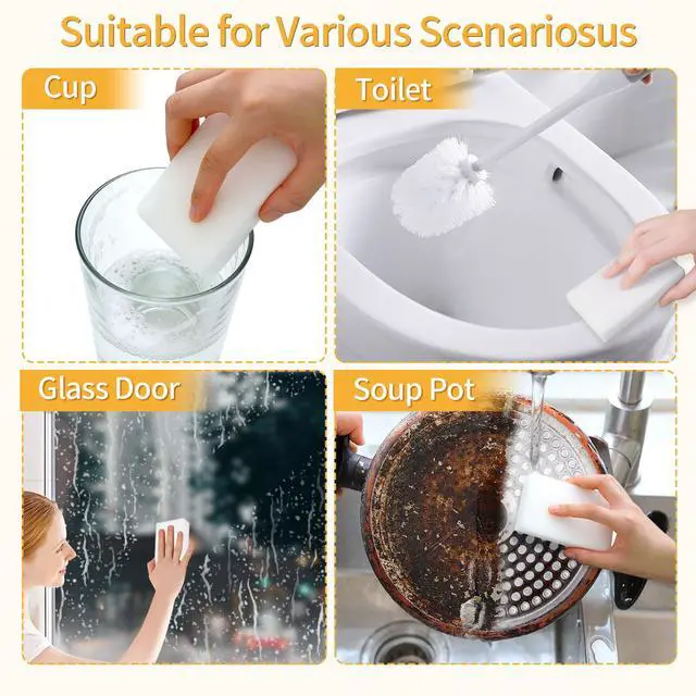 Alt view image 3 of 7 - 50 Pack Melamine Sponges Magic Cleaning Sponges in Bulk Melamine Foam for Dishes Eraser Sponges for Cleaning
