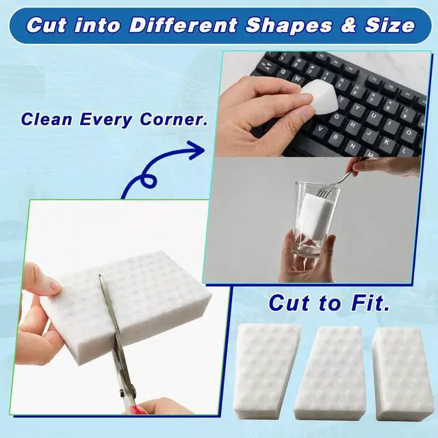 Alt view image 4 of 6 - 20 Pack Magic Cleaning Sponge Erasers 2X Density Melamine Foam Sponges Bulk |