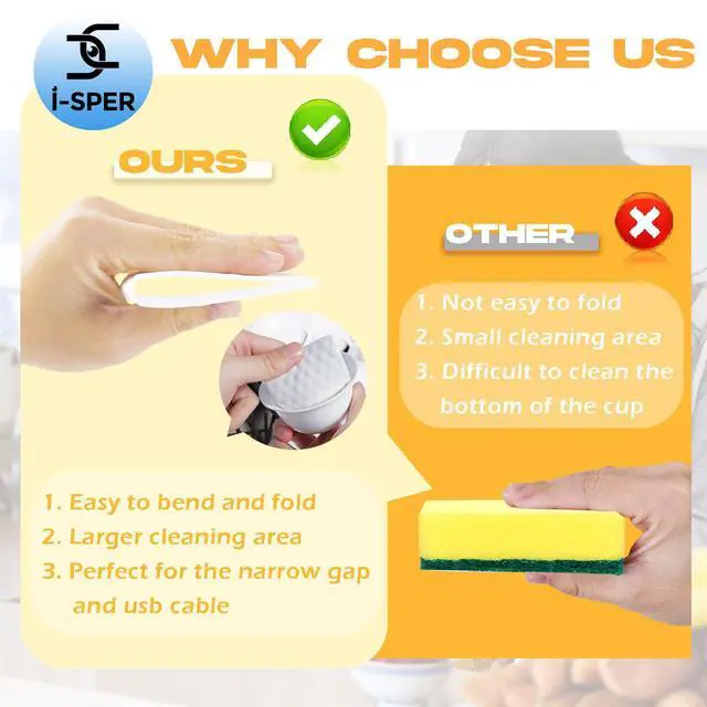 Alt view image 2 of 7 - 60 Pcs Thin Magic Sponge Sheets |Reusable Scrub Pad Singles | Convex Point