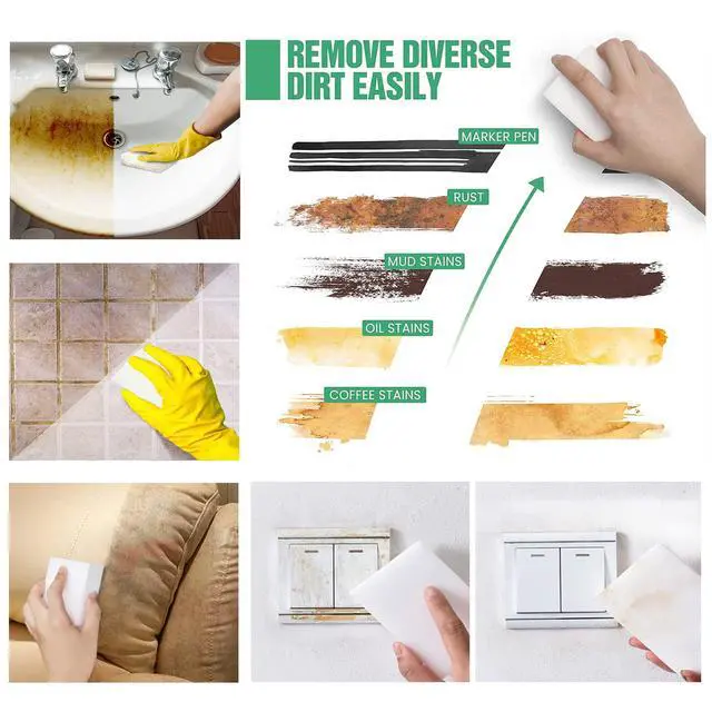 Alt view image 2 of 7 - Magic Sponge Eraser, 50Pack Melamine Sponge Foam Bulk Sheets Cleaning Pads, Multi-Functional Household Cleaning Sponges for Dish, Kitchen, Stove, Bathtub, Sink, Furniture
