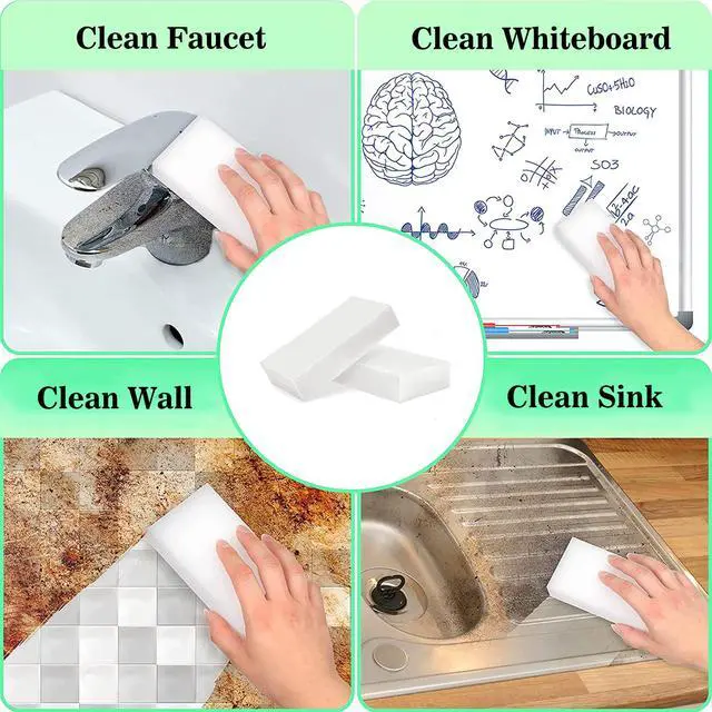 Alt view image 3 of 7 - Magic Sponge Eraser, 50Pack Melamine Sponge Foam Bulk Sheets Cleaning Pads, Multi-Functional Household Cleaning Sponges for Dish, Kitchen, Stove, Bathtub, Sink, Furniture
