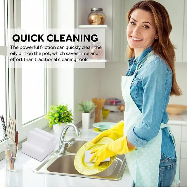 Alt view image 7 of 7 - Magic Sponge Eraser, 50Pack Melamine Sponge Foam Bulk Sheets Cleaning Pads, Multi-Functional Household Cleaning Sponges for Dish, Kitchen, Stove, Bathtub, Sink, Furniture