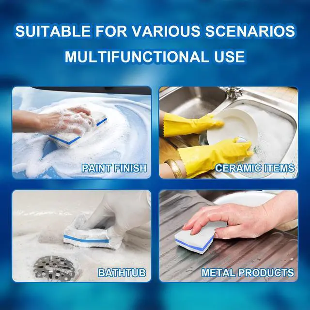 Alt view image 7 of 7 - Upgrade Melamine Sponge, 20 Pack Extra Thick More Lasting 3X Density Premium Magic Sponge Eraser, Multi Surface Power Scrubber Foam Stain and Mark Removal Cleaning Pads