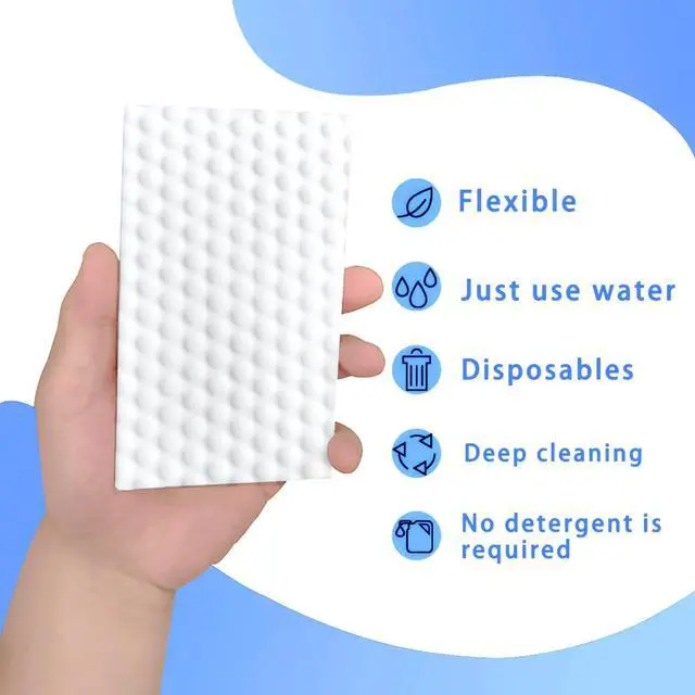 Alt view image 3 of 6 - Convex Point Melamine Eraser Sheets, 50 Count | Thick melamine sheets clean with water only; convex-point pads reach tight spaces in kitchens, baths, shoes and furniture.